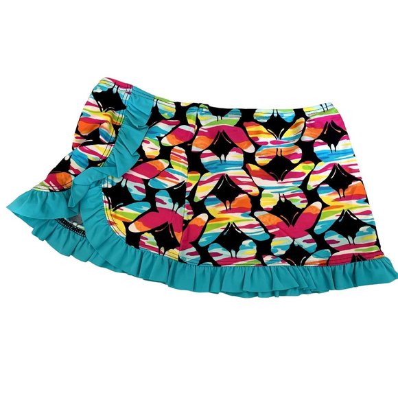 Xhilaration Girls Size Large 10 12 Bathing Swim Skirt wrap around Butterfly Ruff - Picture 1 of 2